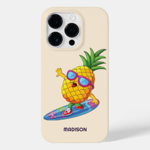 Funda Para iPhone 14 Pro De Case-Mate Nombre personalizado Surfing Pineapple