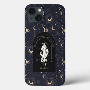 Funda Para iPhone 13 Nombre personalizado Tauro de zodiaco místico negr