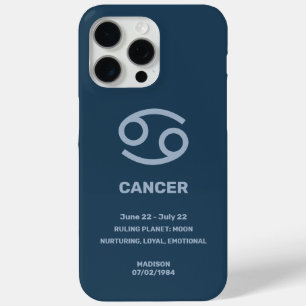 Funda Para iPhone 15 Pro Max Nombre personalizado / Texto Cáncer de Rótulo Zodi