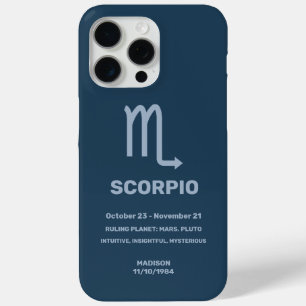 Funda Para iPhone 15 Pro Max Nombre personalizado / Texto Rótulo zodiaco Escorp
