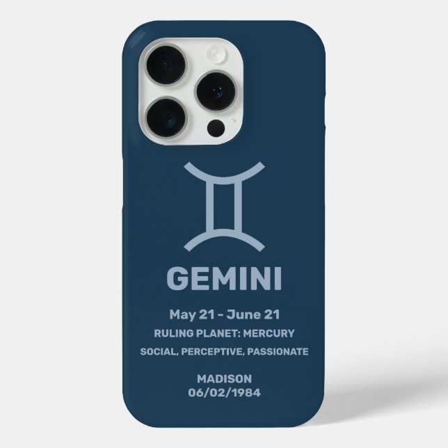 Funda De Case-Mate Para iPhone Nombre personalizado / Texto Rótulo zodiaco Gemini (Reverso )