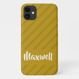 Funda Para iPhone 11 Nombre personalizado texturizado en diagonal marró