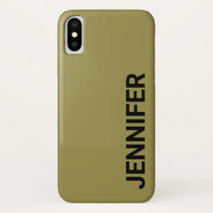 Funda Para iPhone X Nombre personalizado verde de contraste sólido