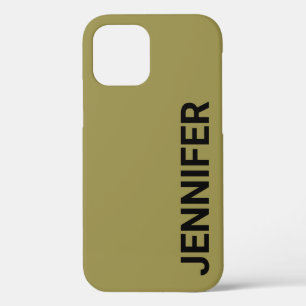 Funda Para iPhone 12 Nombre personalizado verde de contraste sólido