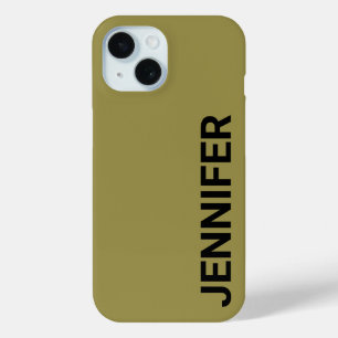 Funda Para iPhone 15 Nombre personalizado verde de contraste sólido