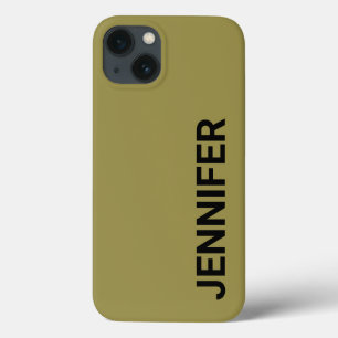 Funda Para iPhone 13 Nombre personalizado verde de contraste sólido