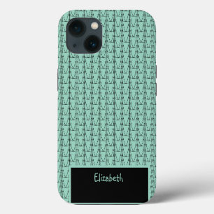 Funda Para iPhone 13 Nombre personalizado verde moderno Silhouette Coco