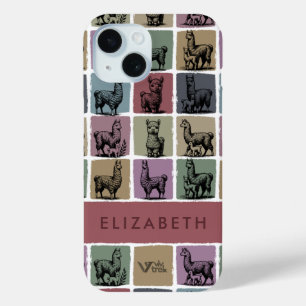 Funda Para iPhone 15 Nombre Personalizado Vintage Llama Alpaca Floral P