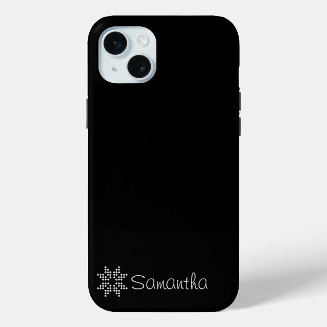 Funda De Case-Mate Para iPhone Nombre personalizado y arte de Poinsettia, negro (Reverso )