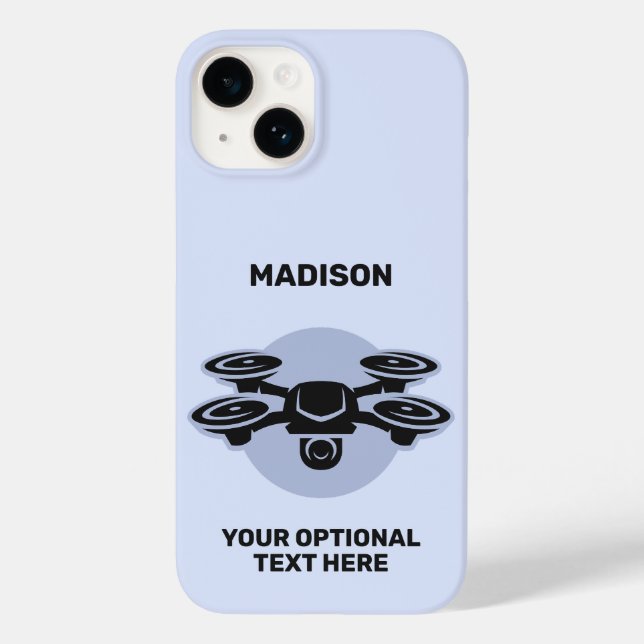 Funda De Case-Mate Para iPhone Nombre personalizado y Drone de texto (Reverso )