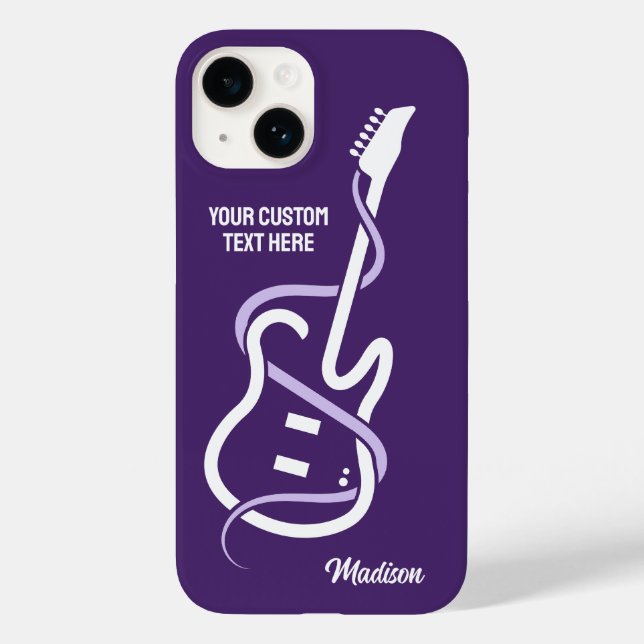 Funda De Case-Mate Para iPhone Nombre personalizado y guitarra con estilo de text (Reverso )