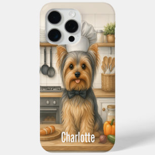 Funda Para iPhone 15 Pro Max Nombre Personalizado Yorkshire Terrier Perro Chef
