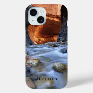 Funda Para iPhone 15 Nombre Personalizado Zion Narrows Southwest Landsc
