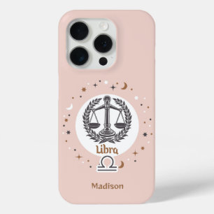 Funda Para iPhone 15 Pro Nombre personalizado Zodiac Rótulo Libra