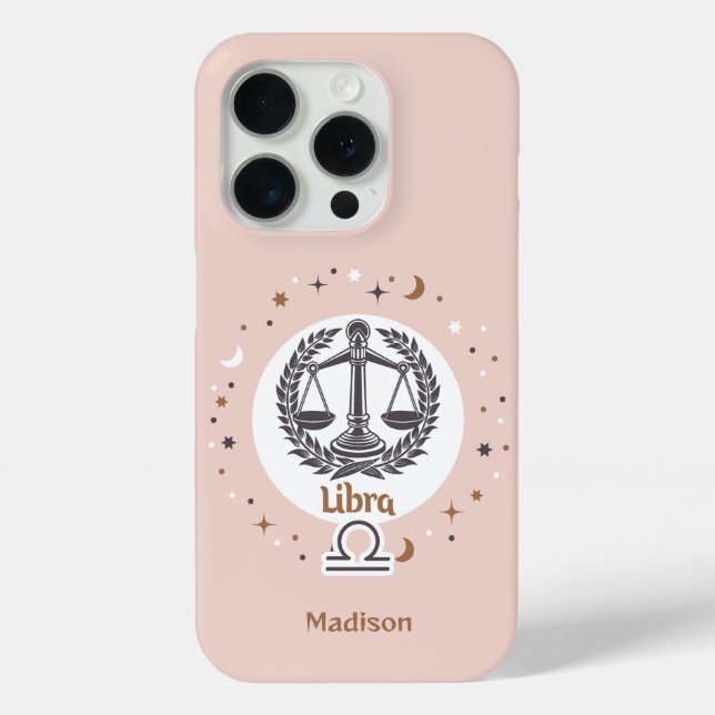 Funda De Case-Mate Para iPhone Nombre personalizado Zodiac Rótulo Libra (Reverso )