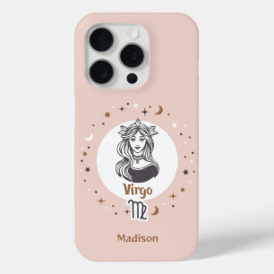 Funda Para iPhone 15 Pro Nombre personalizado Zodiac Rótulo Virgo