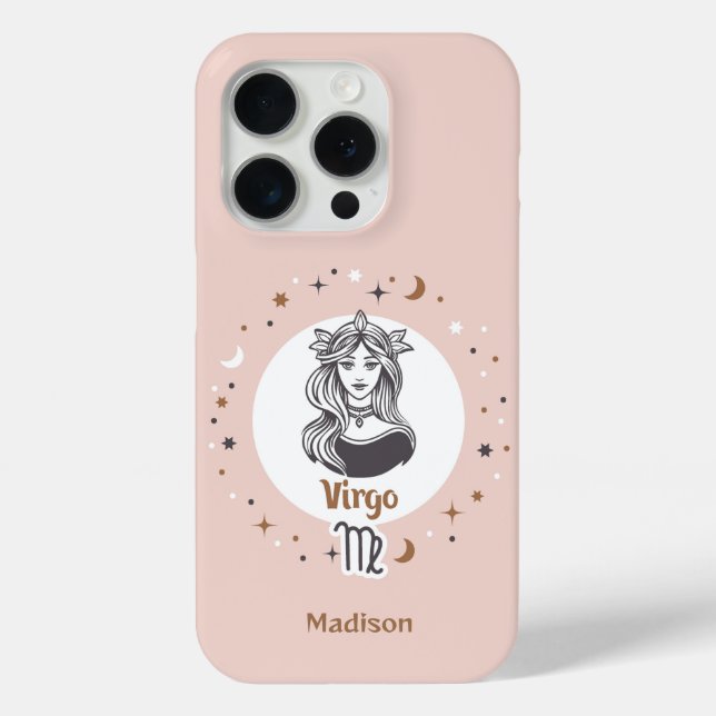 Funda De Case-Mate Para iPhone Nombre personalizado Zodiac Rótulo Virgo (Reverso )