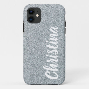 Funda Para iPhone 11 Nombre Purpurina Girly Silver Funda-mate personali