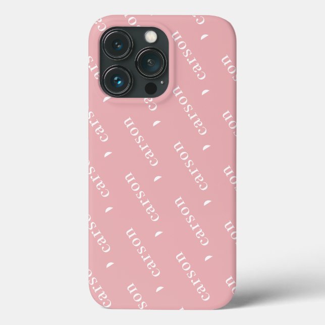 Funda De Case-Mate Para iPhone Nombre repetido corazón rosa lindo (Reverso )