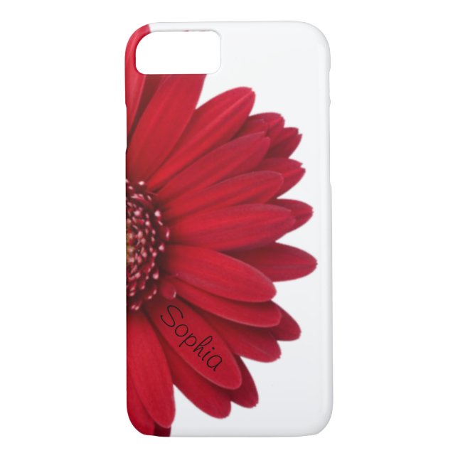 Funda De Case-Mate Para iPhone Nombre rojo del personalizado de la margarita (Reverso)