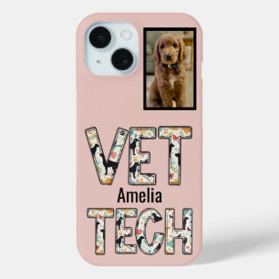 Funda Para iPhone 15 Nombre técnico de Vet fotográfico Mascota rosa