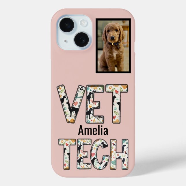 Funda De Case-Mate Para iPhone Nombre técnico de Vet fotográfico Mascota rosa (Reverso )