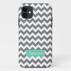 Funda Para iPhone 11 Nombre verde de la Fábrica de la Moneda del Chevro
