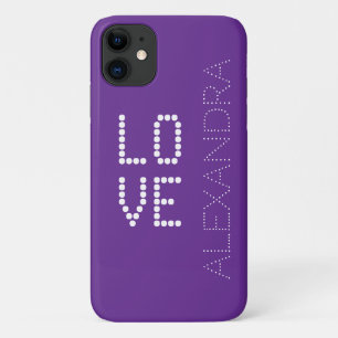 Funda Para iPhone 11 Nombre y Amor Personalizados Fuente De Moda En Púr
