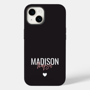 Funda Para iPhone 14 De Case-Mate Nombre y apellido del corazón blanco rosado negro