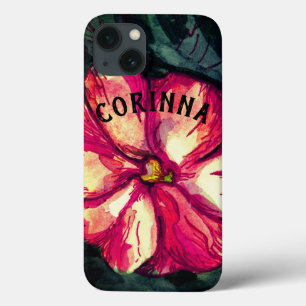 Funda Para iPhone 13 Nombre y arte de las flores de Bálsam rosa
