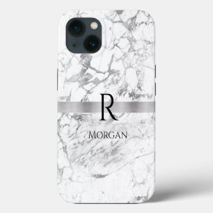 Funda Para iPhone 13 Nombre y monograma personalizados en texto negro s