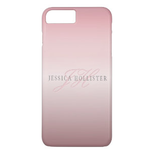 Funda Para iPhone 8 Plus/7 Plus Nombre y Monograma   Rubor de Falso Oro Rosa Suave