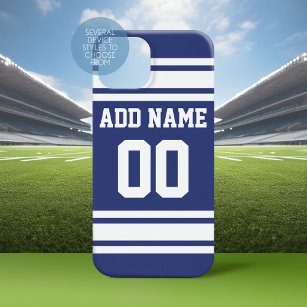 Funda Para iPhone 14 De Case-Mate Nombre y número jersey de franjas azules y blancas