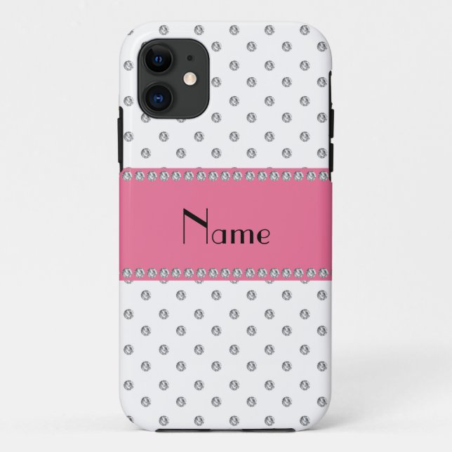 Funda De Case-Mate Para iPhone Nombres personalizados de diamantes blancos (Reverso)