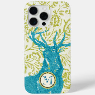 Funda Para iPhone 15 Pro Max Nostalgia moderna Monograma Deer Vintage Floral