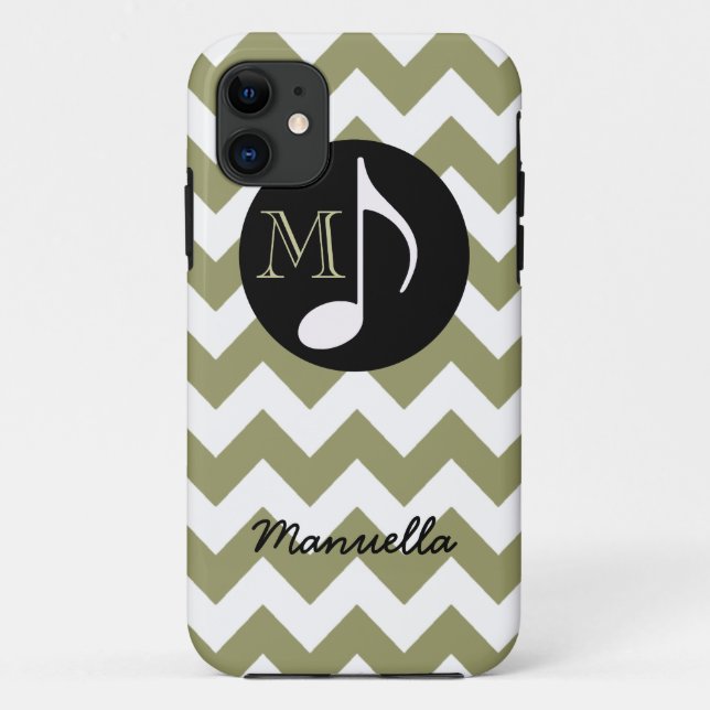 Funda De Case-Mate Para iPhone nota de música ~ chevron blanco personalizado (Reverso)