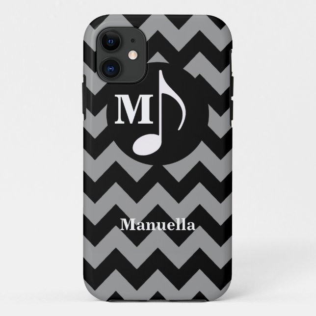Funda De Case-Mate Para iPhone nota de música ~ chevron negro personalizado (Reverso)