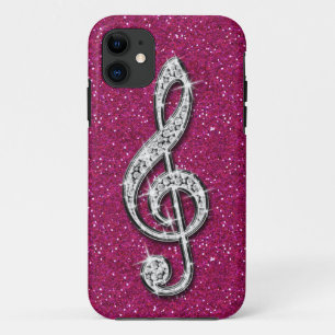 Funda Para iPhone 11 Nota de Música de Diamante Brillante Glitzy Impres
