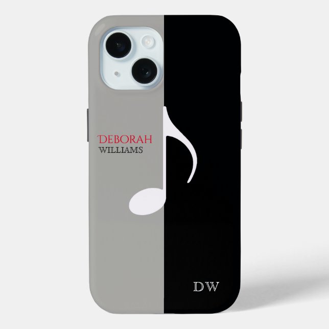 Funda De Case-Mate Para iPhone Nota de música moderna en negro y gris (Reverso )