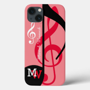 Funda Para iPhone 13 nota musical personalizado rosa