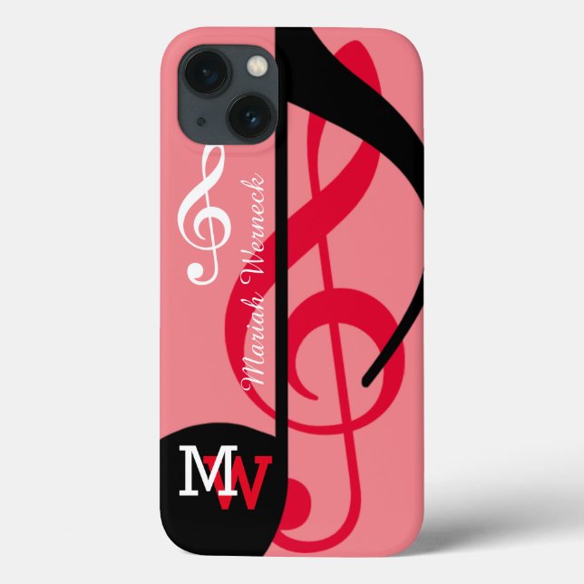 Funda De Case-Mate Para iPhone nota musical personalizado rosa (Reverso)