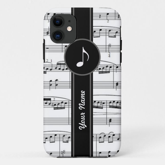 Funda De Case-Mate Para iPhone notas de música b&w de personalizable (Reverso)