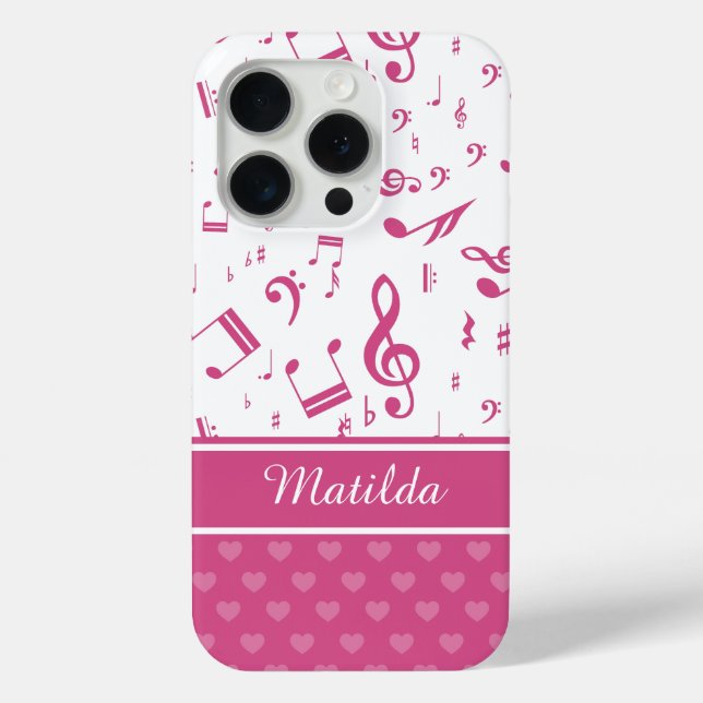 Funda De Case-Mate Para iPhone Notas de música personalizado y patrones de corazó (Reverso )