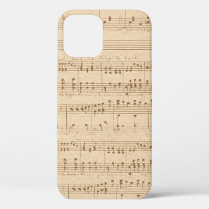 Funda Para iPhone 12 Notas musicales beige vintage