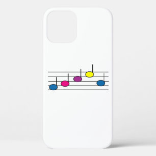 Funda Para iPhone 12 Notas musicales coloridas en patrón de pentagrama