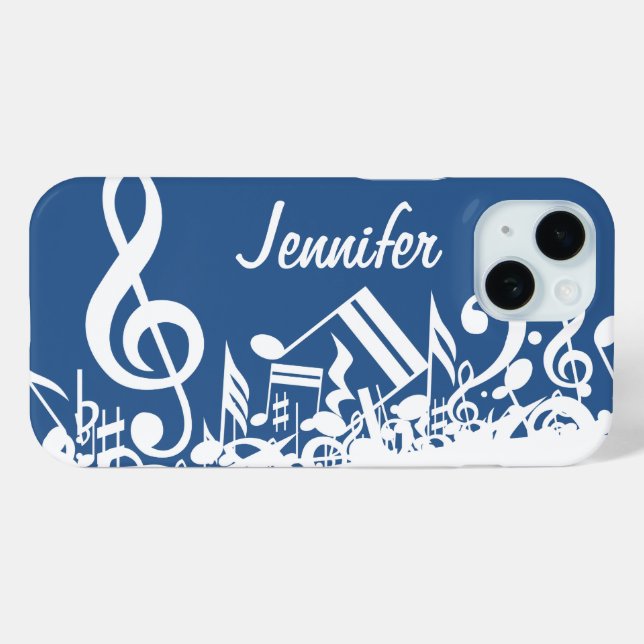 Funda De Case-Mate Para iPhone Notas musicales de jumble blanco personalizadas so (Reverso (Horizontal) )