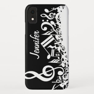 Funda Para iPhone XR Notas musicales embarulladas blancas