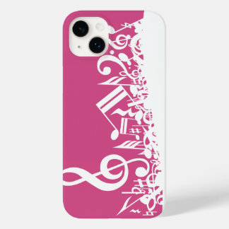 Funda Para iPhone 14 Plus De Case-Mate Notas musicales jumled Hot Pink and White