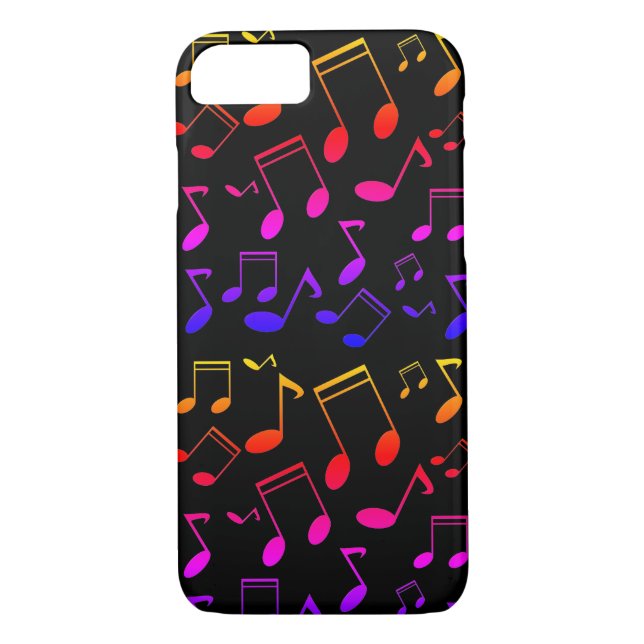 Funda De Case-Mate Para iPhone Notas musicales negras (Reverso)