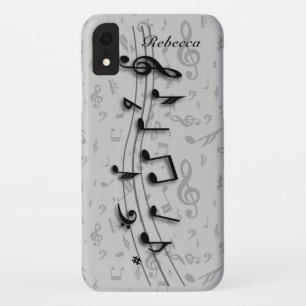 Funda Para iPhone XR Notas musicales negras y grises personalizadas